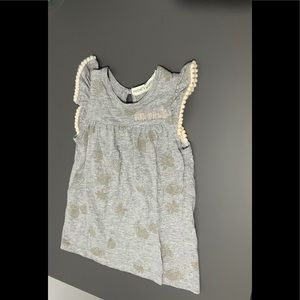 Grey 3-6m dress with leaf print